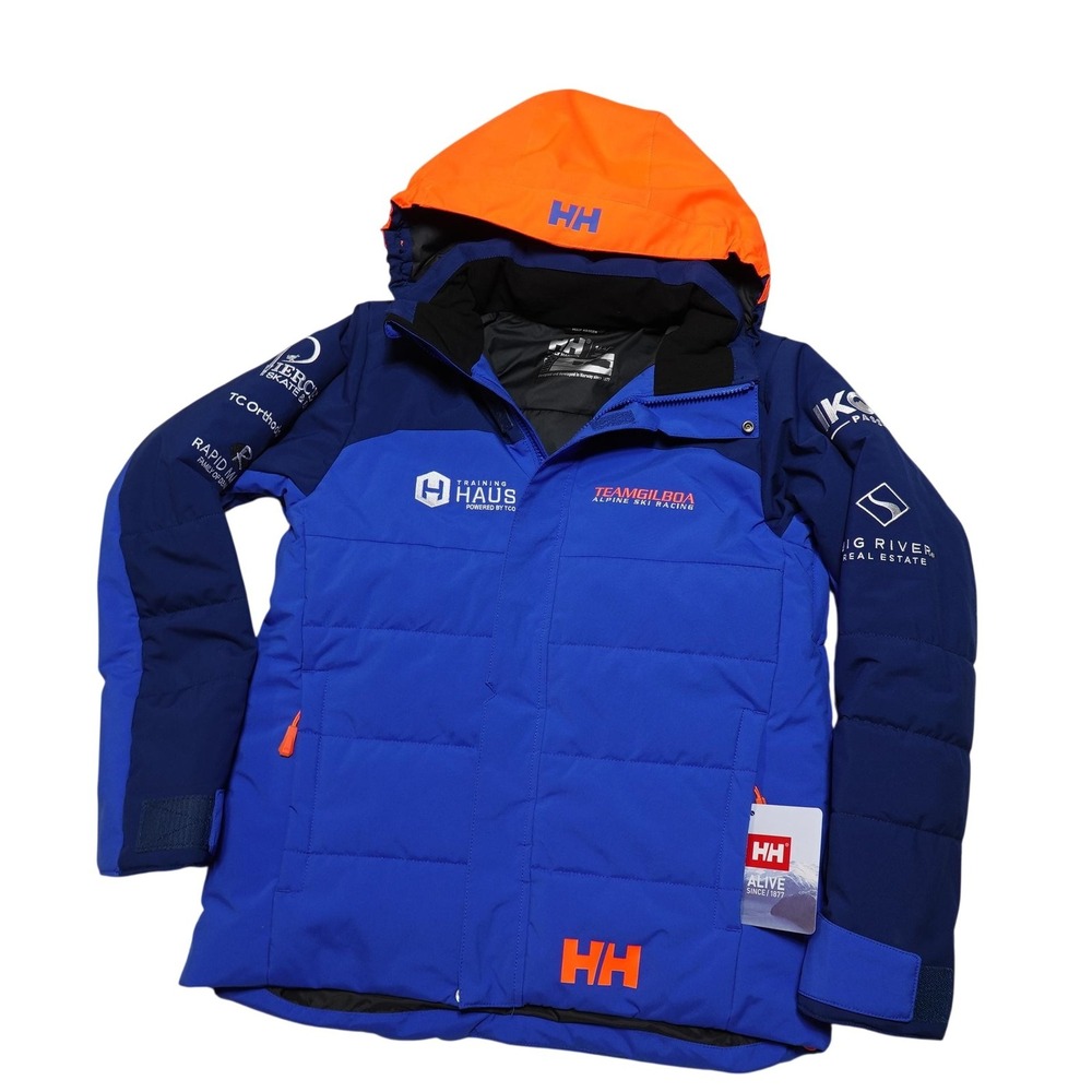 Helly Hansen Pine Race Ski Jacket Youth 14 Blue Hooded Team Gilboa Insulated